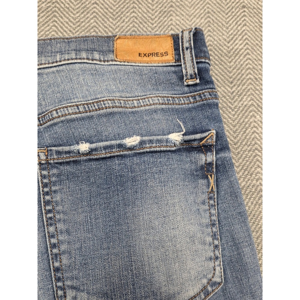 Express Girlfriend High Rise Distressed Ripped Skinny Jeans Medium Wash Size 8 - Picture 9 of 9